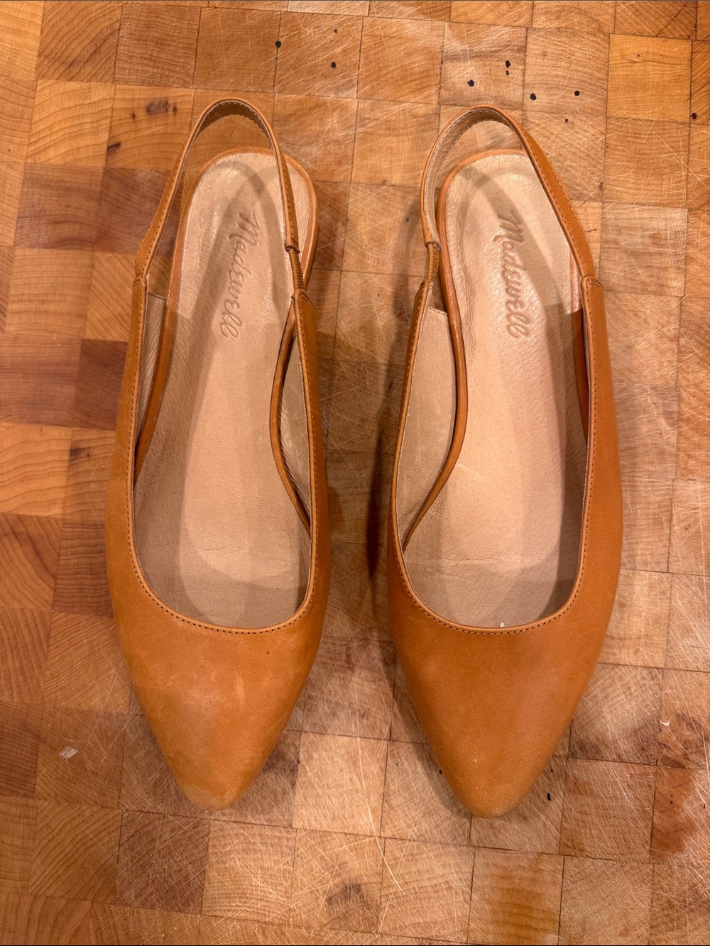 Madewell Cognac Pointed Toe Slingback Flats